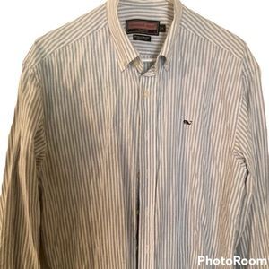 Mens Blue/White Striped Vineyard Vines Whale Shirt